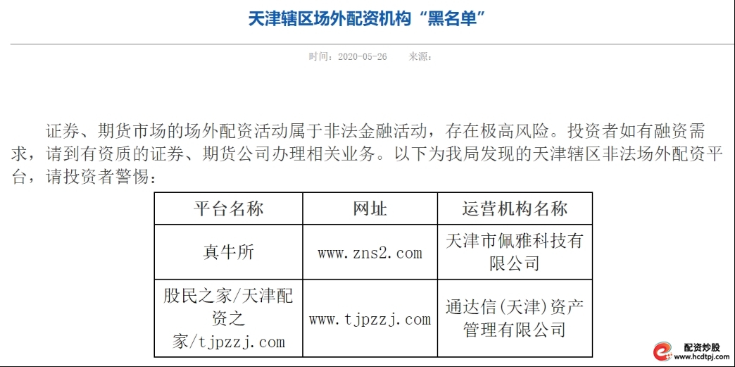 场外配资黑名单_正规配资公司_证监局风险提示
